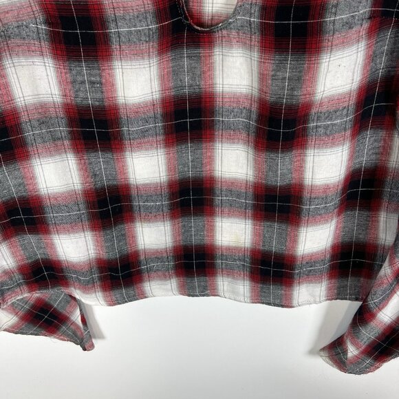 PPLA Clothing Red Checkered Top Flare‎ Sleeve Women’s Size M Boho - Picture 3 of 9
